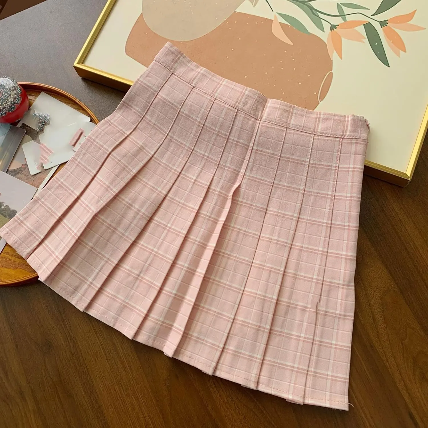 Pleated Chiffon Skirt with Slit for Women, Autumn Winter Elegant