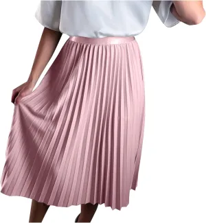 Pleated Midi Skirt Fall Winter High Waist Swing Skirts Elegant Solid Color Half Skirt Flowy a Line Ruffle Skirts