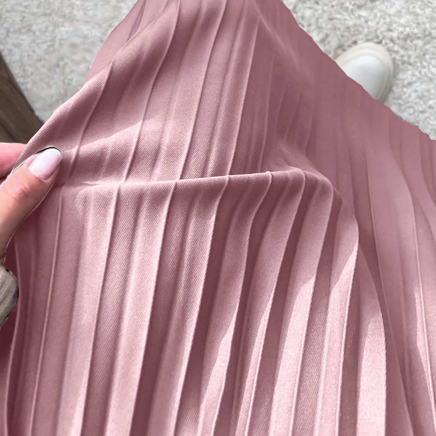 Pleated Midi Skirt Fall Winter High Waist Swing Skirts Elegant Solid Color Half Skirt Flowy a Line Ruffle Skirts