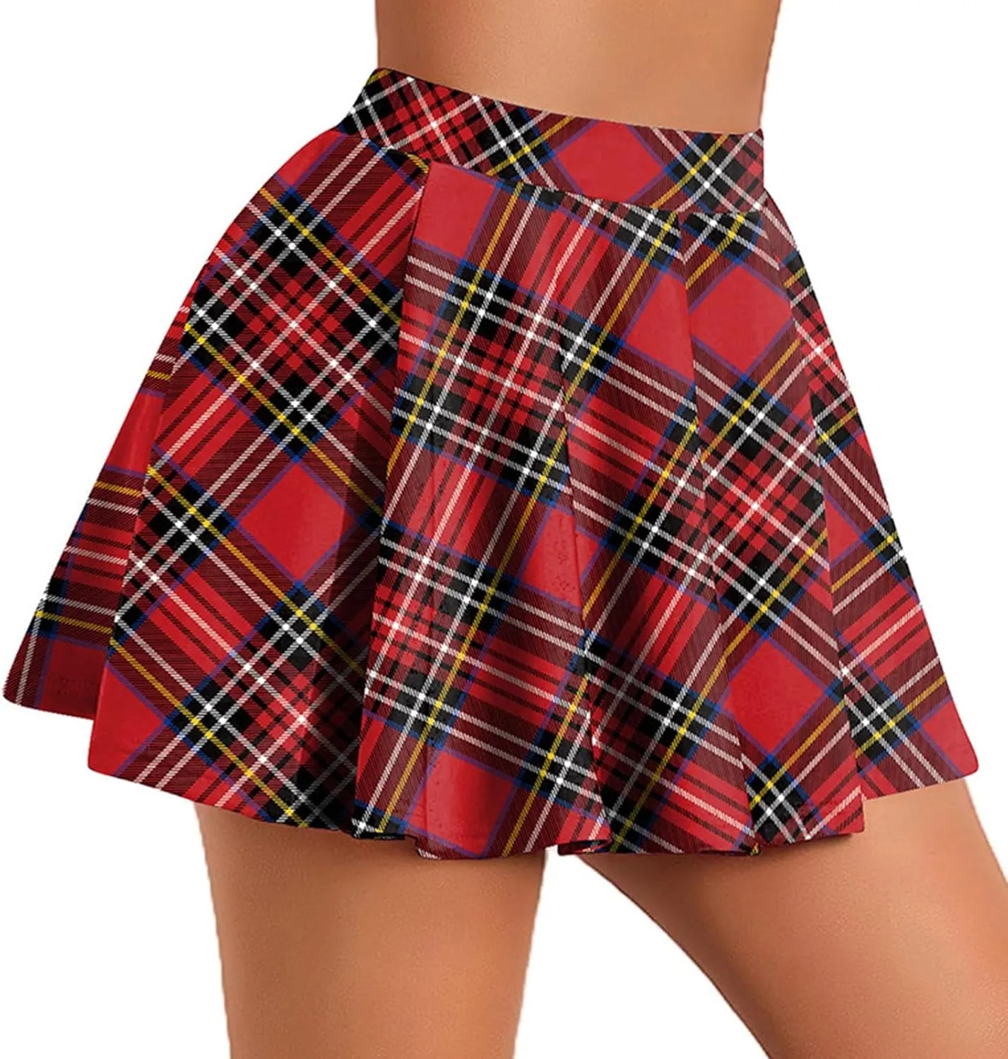 Pleated Mini Skirt for Women Plaid Printed Preppy Short Skirts High Waist A-Line Skater Skirt Fashion Summer Clothes