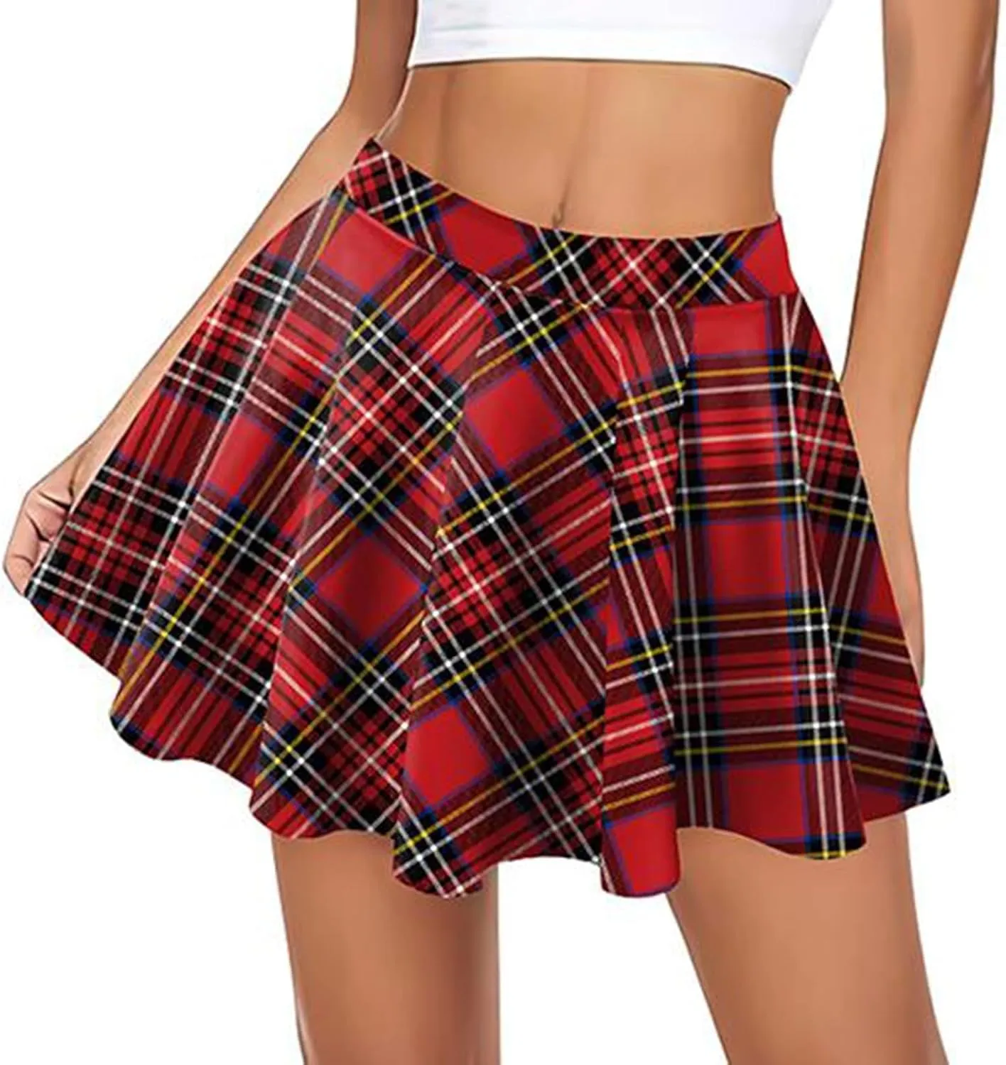 Pleated Mini Skirt for Women Plaid Printed Preppy Short Skirts High Waist A-Line Skater Skirt Fashion Summer Clothes