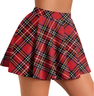 Pleated Mini Skirt for Women Plaid Printed Preppy Short Skirts High Waist A-Line Skater Skirt Fashion Summer Clothes