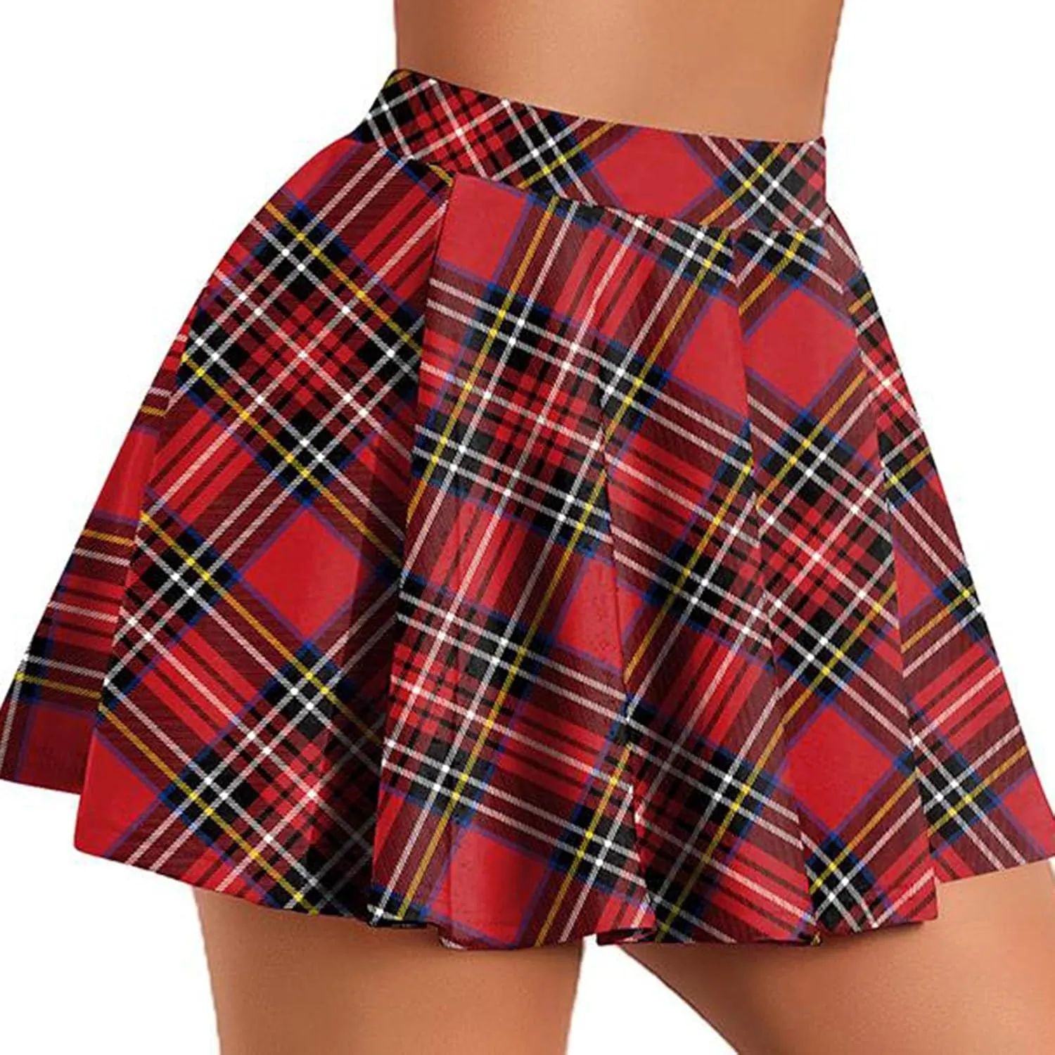 Pleated Mini Skirt for Women Plaid Printed Preppy Short Skirts High Waist A-Line Skater Skirt Fashion Summer Clothes