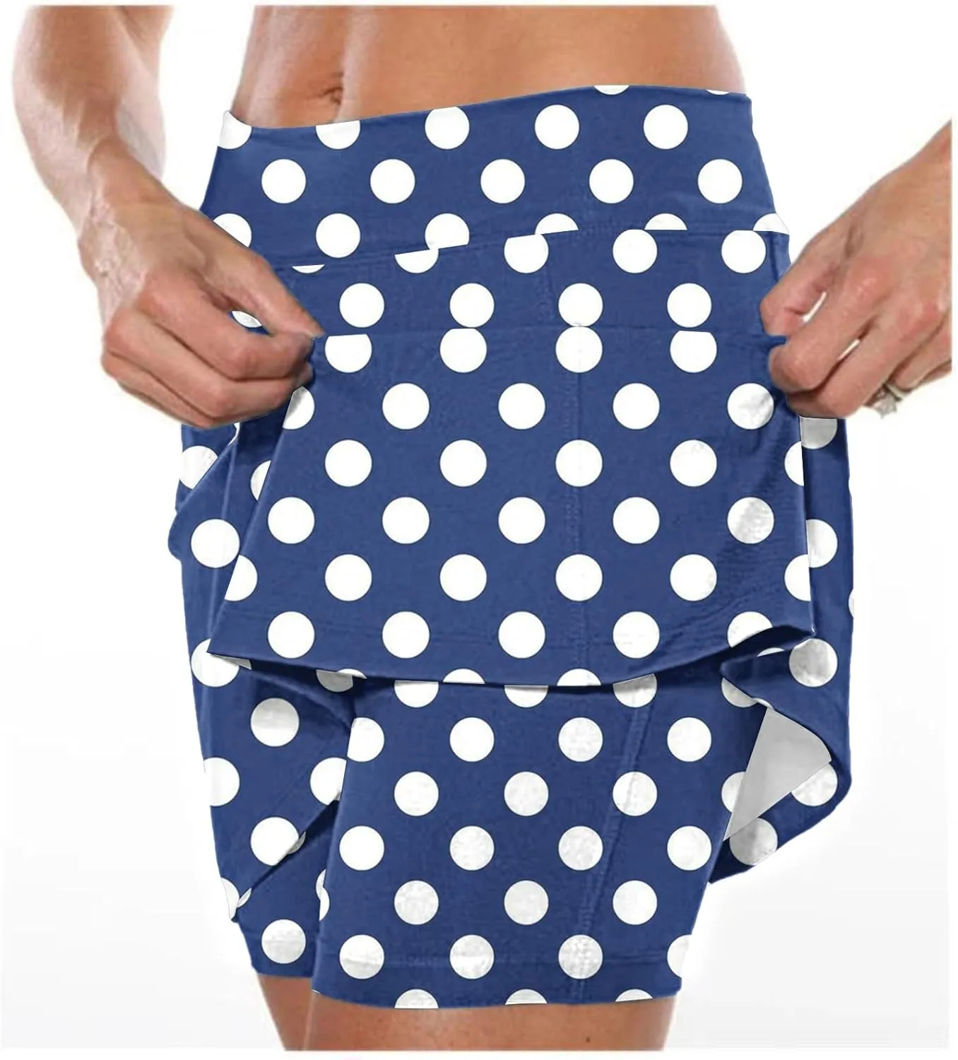 Polka Dots Skorts for Women Plus Size Tummy Control Hight Waisted Tennis Skirts Workout Yoga Shorts with Pockets
