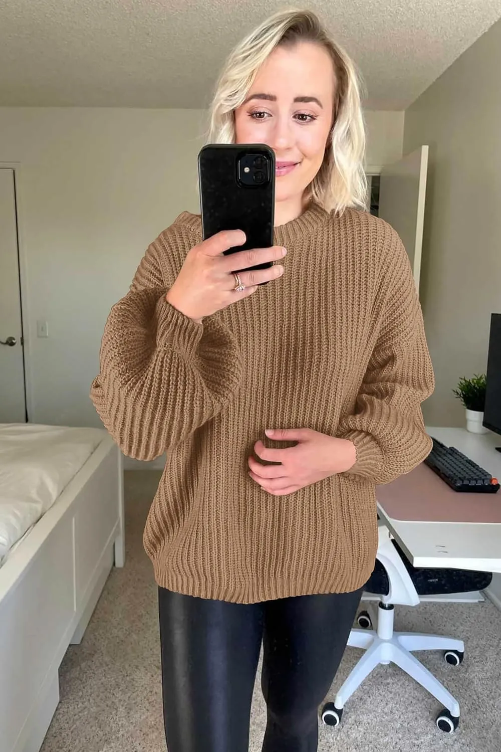 PRETTYGARDEN Women's Fashion Sweater Long Sleeve Casual Ribbed Knit Winter Clothes Pullover Sweaters Blouse Top