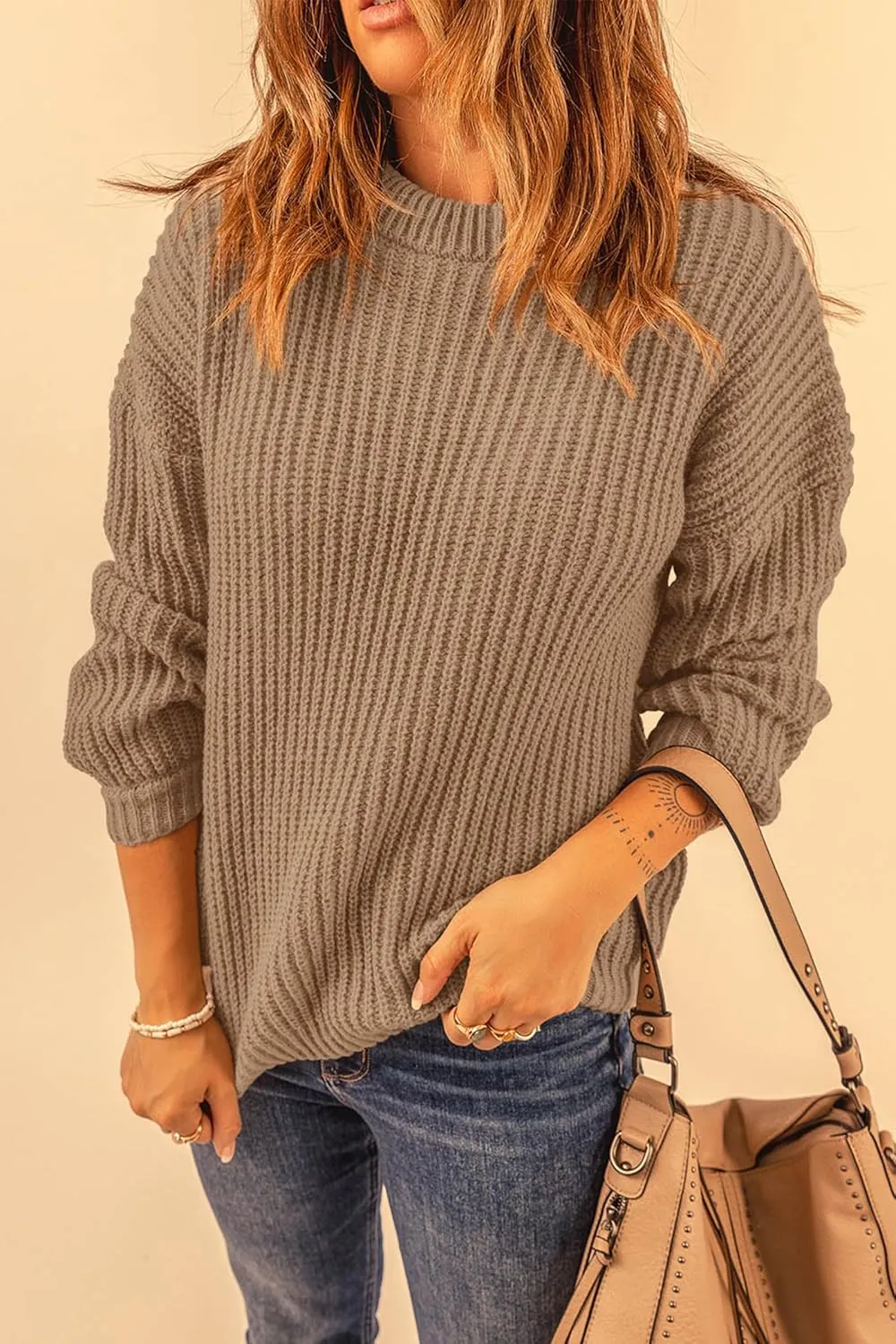 PRETTYGARDEN Women's Fashion Sweater Long Sleeve Casual Ribbed Knit Winter Clothes Pullover Sweaters Blouse Top