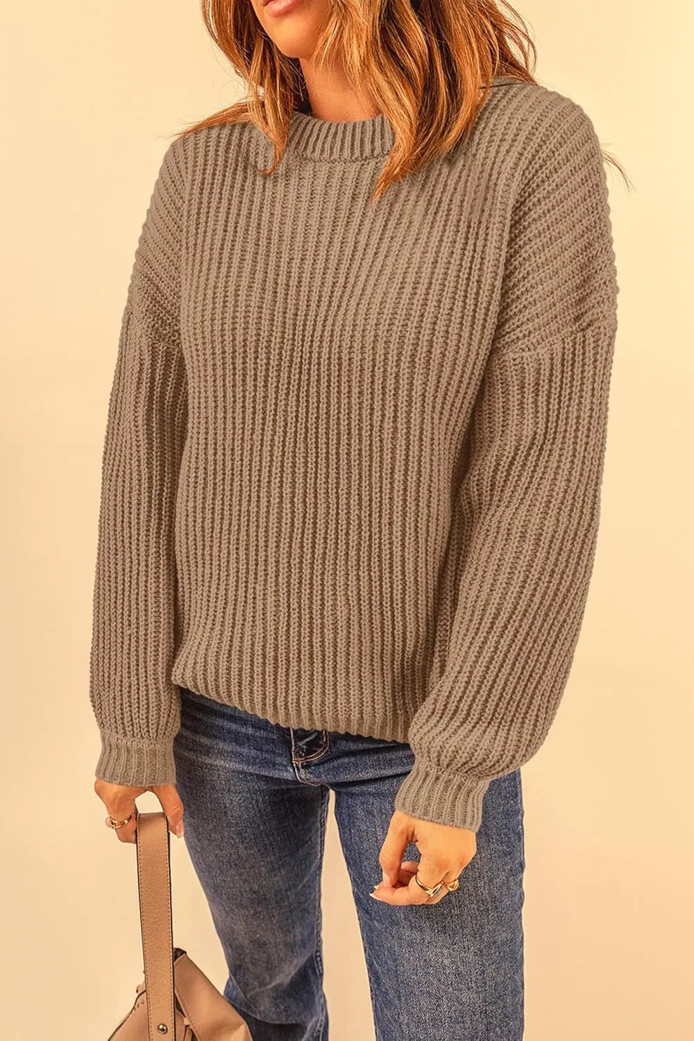 PRETTYGARDEN Women's Fashion Sweater Long Sleeve Casual Ribbed Knit Winter Clothes Pullover Sweaters Blouse Top