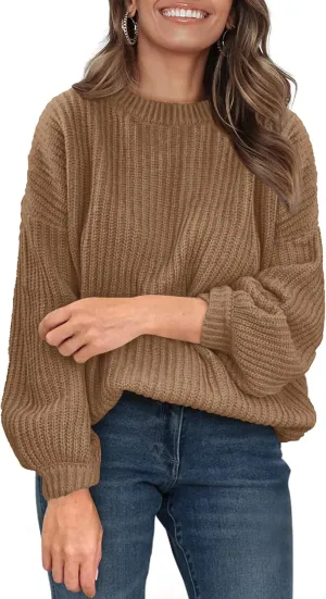 PRETTYGARDEN Women's Fashion Sweater Long Sleeve Casual Ribbed Knit Winter Clothes Pullover Sweaters Blouse Top