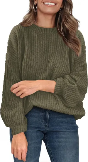PRETTYGARDEN Women's Fashion Sweater Long Sleeve Casual Ribbed Knit Winter Clothes Pullover Sweaters Blouse Top