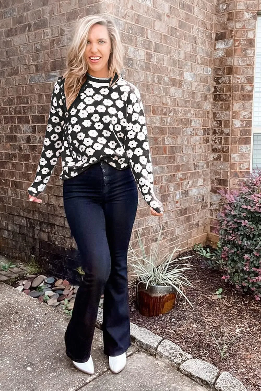 PRETTYGARDEN Women's Knit Floral Print Sweater Crewneck Long Sleeve Lightweight Pullover Sweatshirt