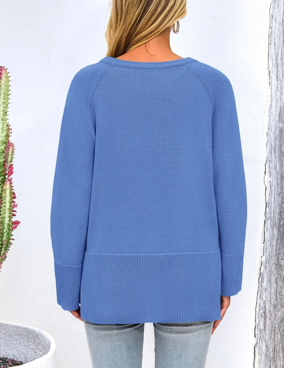 PRETTYGARDEN Women's Knit Spring Sweaters Long Sleeve Pullover Crewneck Split Hem Loose Oversized Tunic Fall Sweater Top