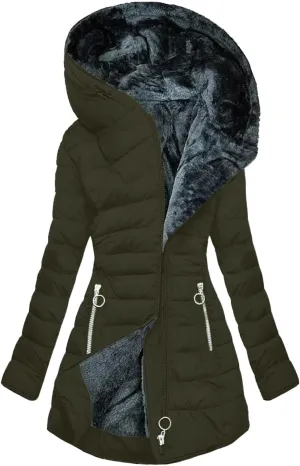 Puffer Jacket Womens Fleece Lined Thicken Down Jacket Sherpa Warm Dressy Casual Coat 2024 Outfits Clothes With Hood