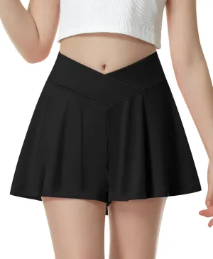 QooNoo Girls Athletic Shorts Flowy Running Shorts with Pockets V Crossover 2 in 1 Girls Tennis Shorts Butterfly Skorts