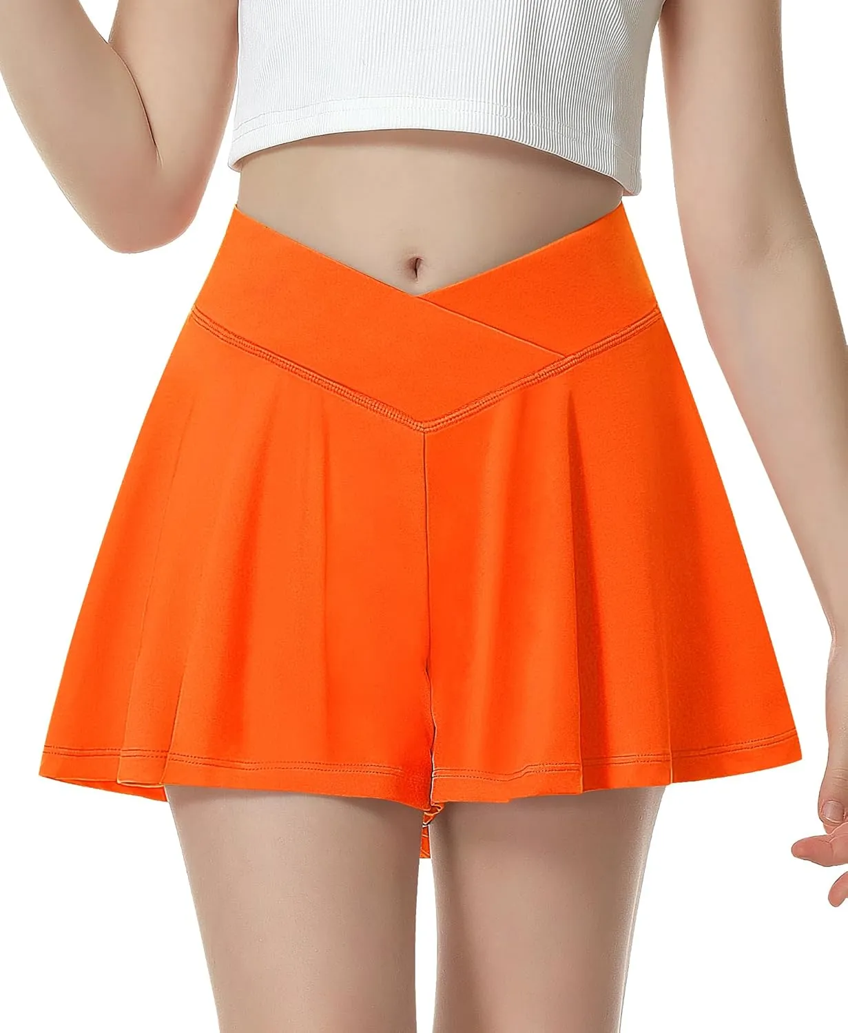 QooNoo Girls Athletic Shorts Flowy Running Shorts with Pockets V Crossover 2 in 1 Girls Tennis Shorts Butterfly Skorts