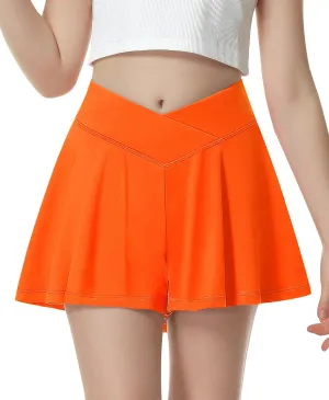 QooNoo Girls Athletic Shorts Flowy Running Shorts with Pockets V Crossover 2 in 1 Girls Tennis Shorts Butterfly Skorts
