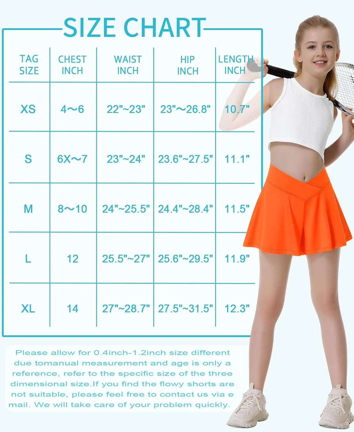 QooNoo Girls Athletic Shorts Flowy Running Shorts with Pockets V Crossover 2 in 1 Girls Tennis Shorts Butterfly Skorts