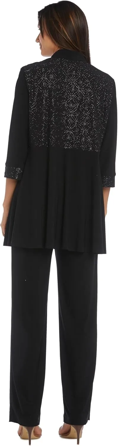 R&M Richards Women s Two-Piece Lace Detail Pant Suit Set