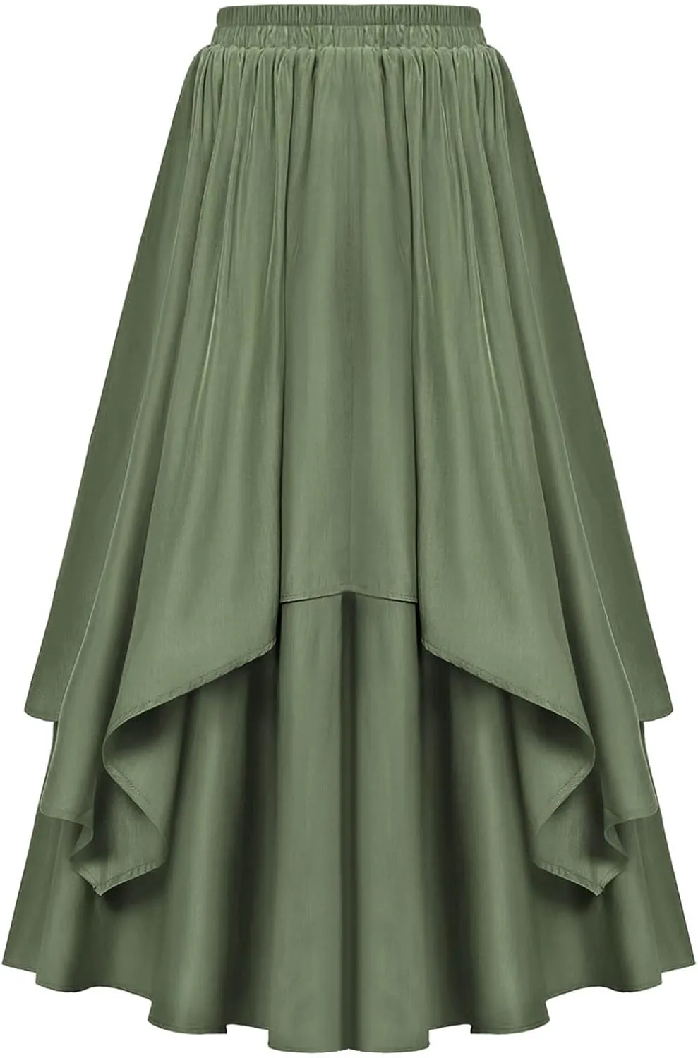 Renaissance Maxi Skirts for Women Elastic High Waist Double Layered A-Line Skirts Vintage Pleated Skirt with Pockets