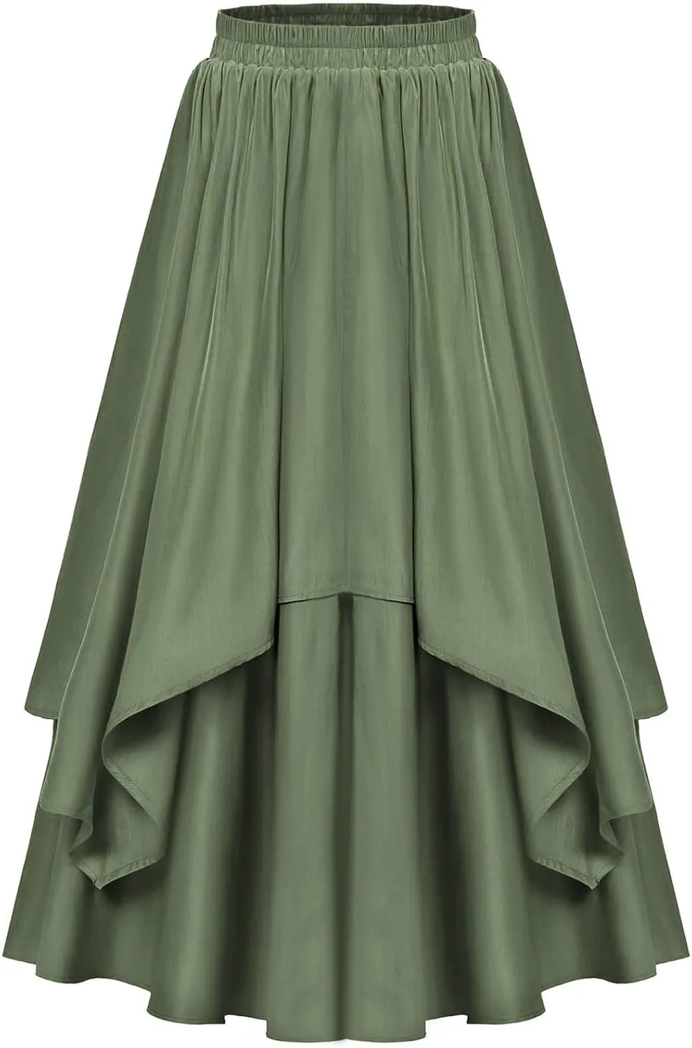 Renaissance Maxi Skirts for Women Elastic High Waist Double Layered A-Line Skirts Vintage Pleated Skirt with Pockets