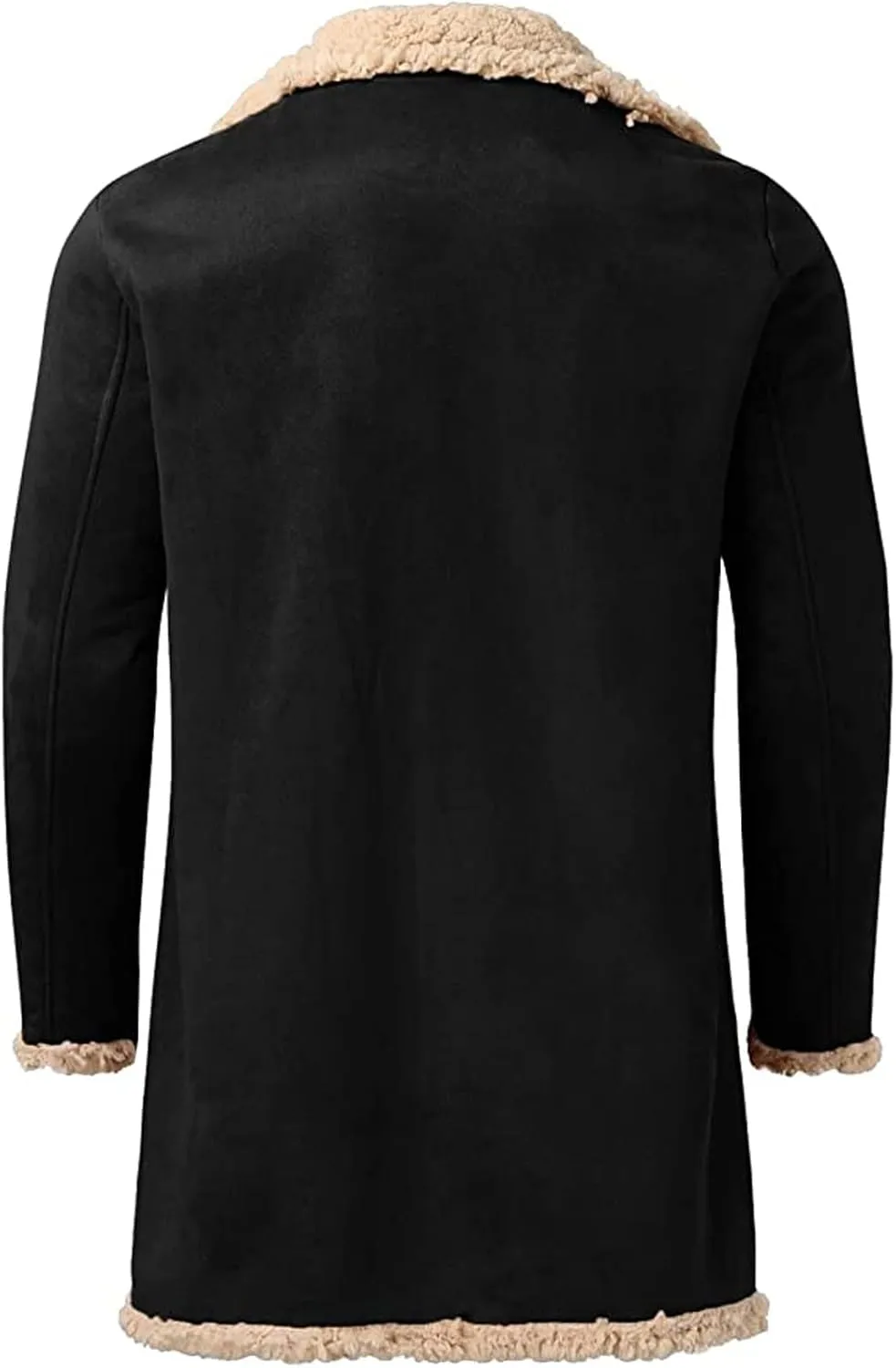 RTRDE Men's Coats Sherpa Lined Pea Coat Business Casual Trench Overcoat Long Jacket, L-5XL