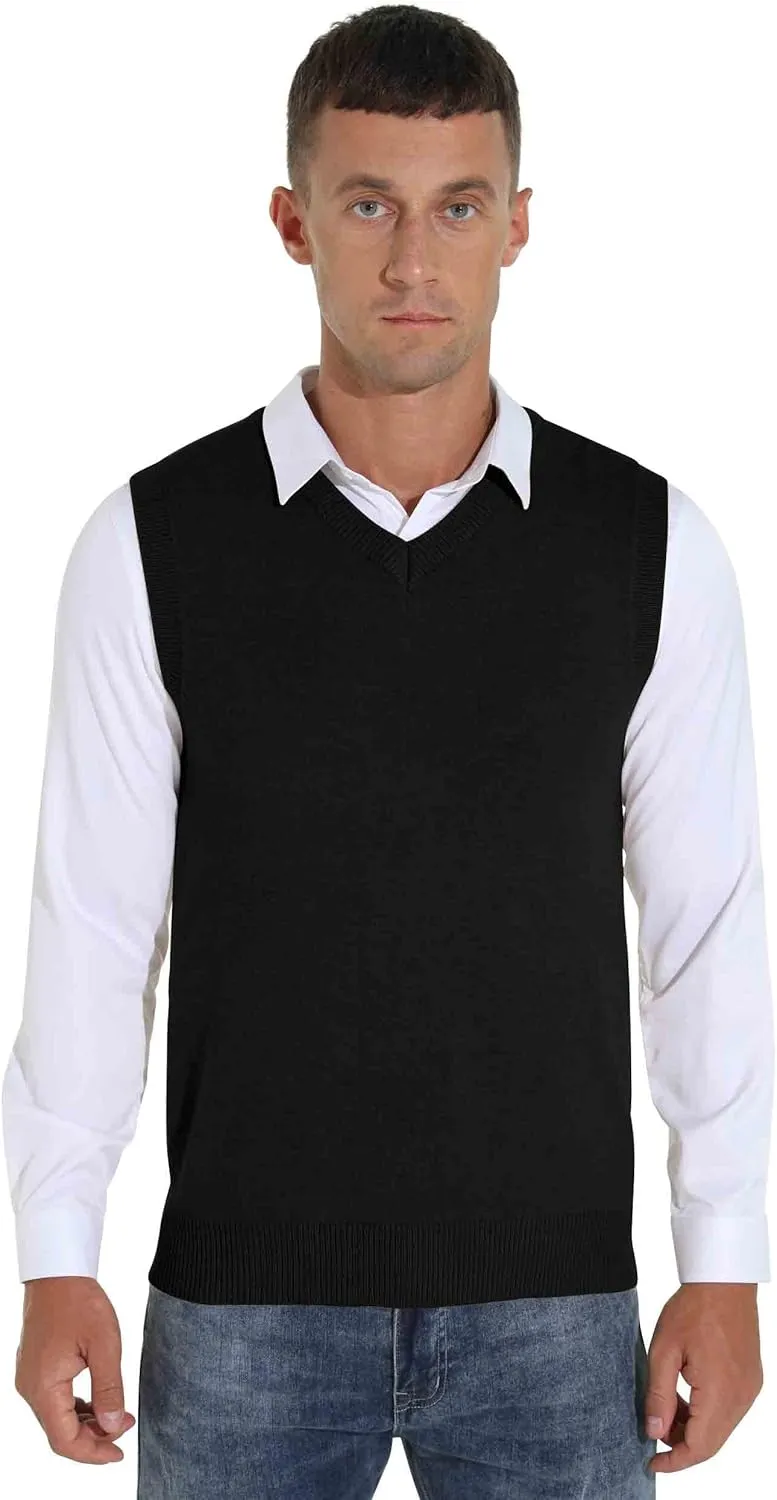 Sailwind Men's Wool Blend Knit V-Neck Sweater Vest Sleeveless Pullover