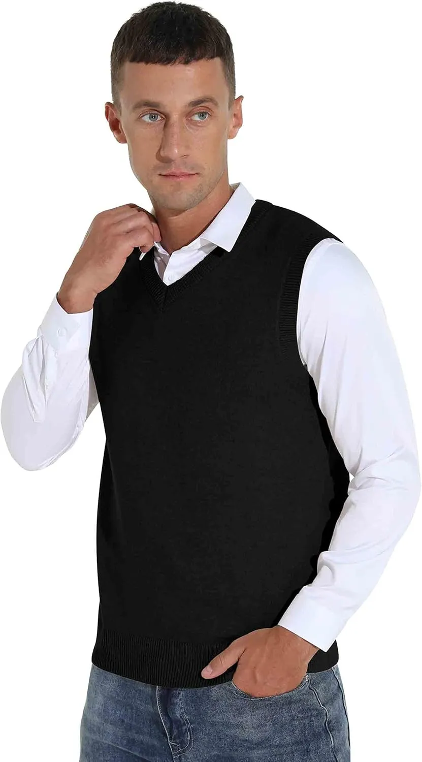Sailwind Men's Wool Blend Knit V-Neck Sweater Vest Sleeveless Pullover