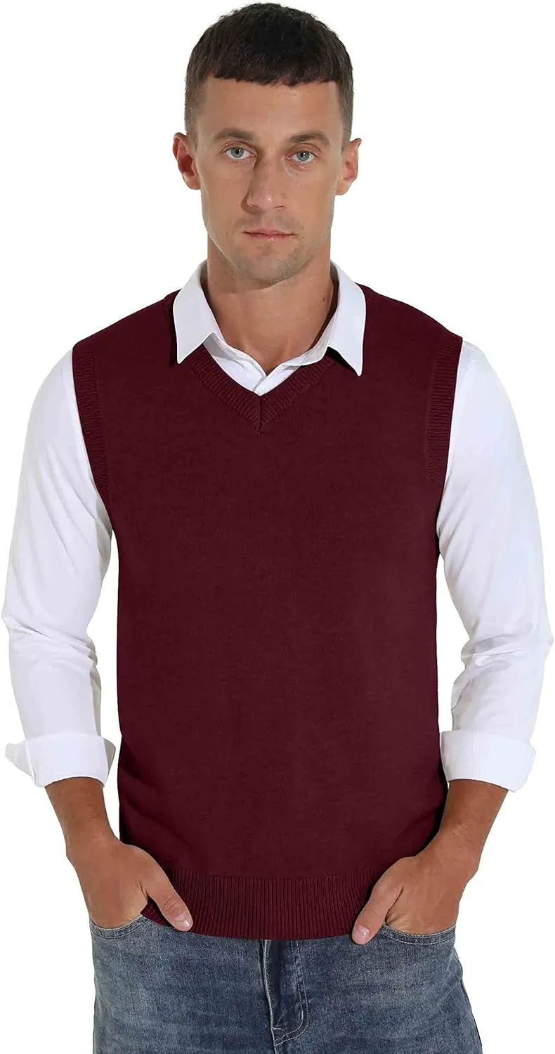 Sailwind Men's Wool Blend Knit V-Neck Sweater Vest Sleeveless Pullover