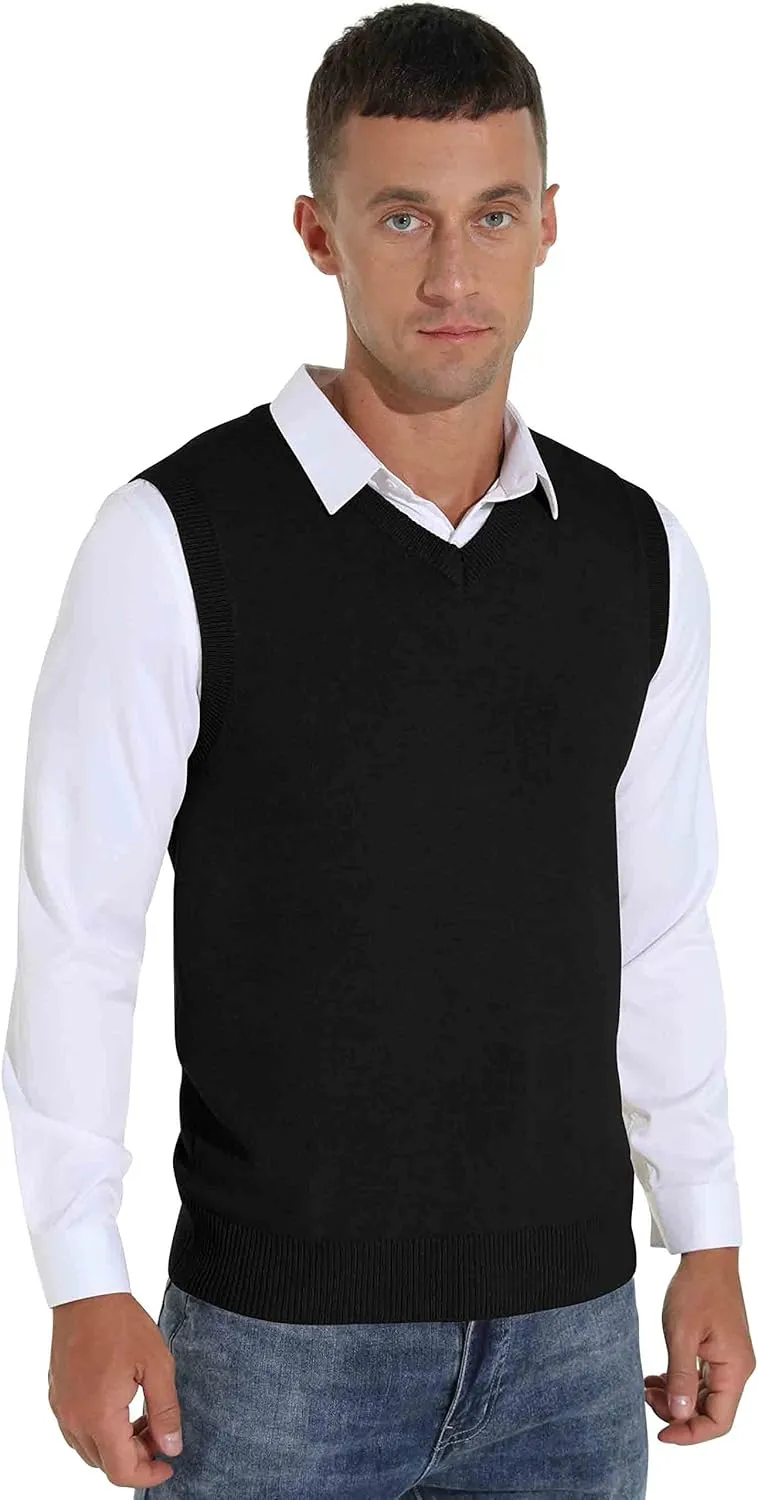 Sailwind Men's Wool Blend Knit V-Neck Sweater Vest Sleeveless Pullover