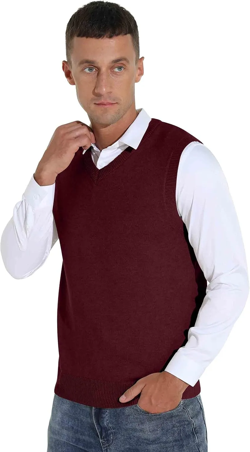 Sailwind Men's Wool Blend Knit V-Neck Sweater Vest Sleeveless Pullover