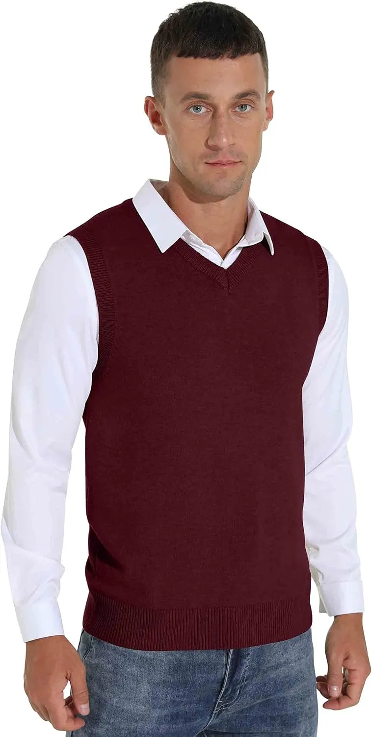 Sailwind Men's Wool Blend Knit V-Neck Sweater Vest Sleeveless Pullover