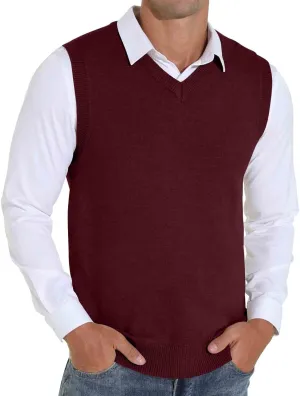 Sailwind Men's Wool Blend Knit V-Neck Sweater Vest Sleeveless Pullover