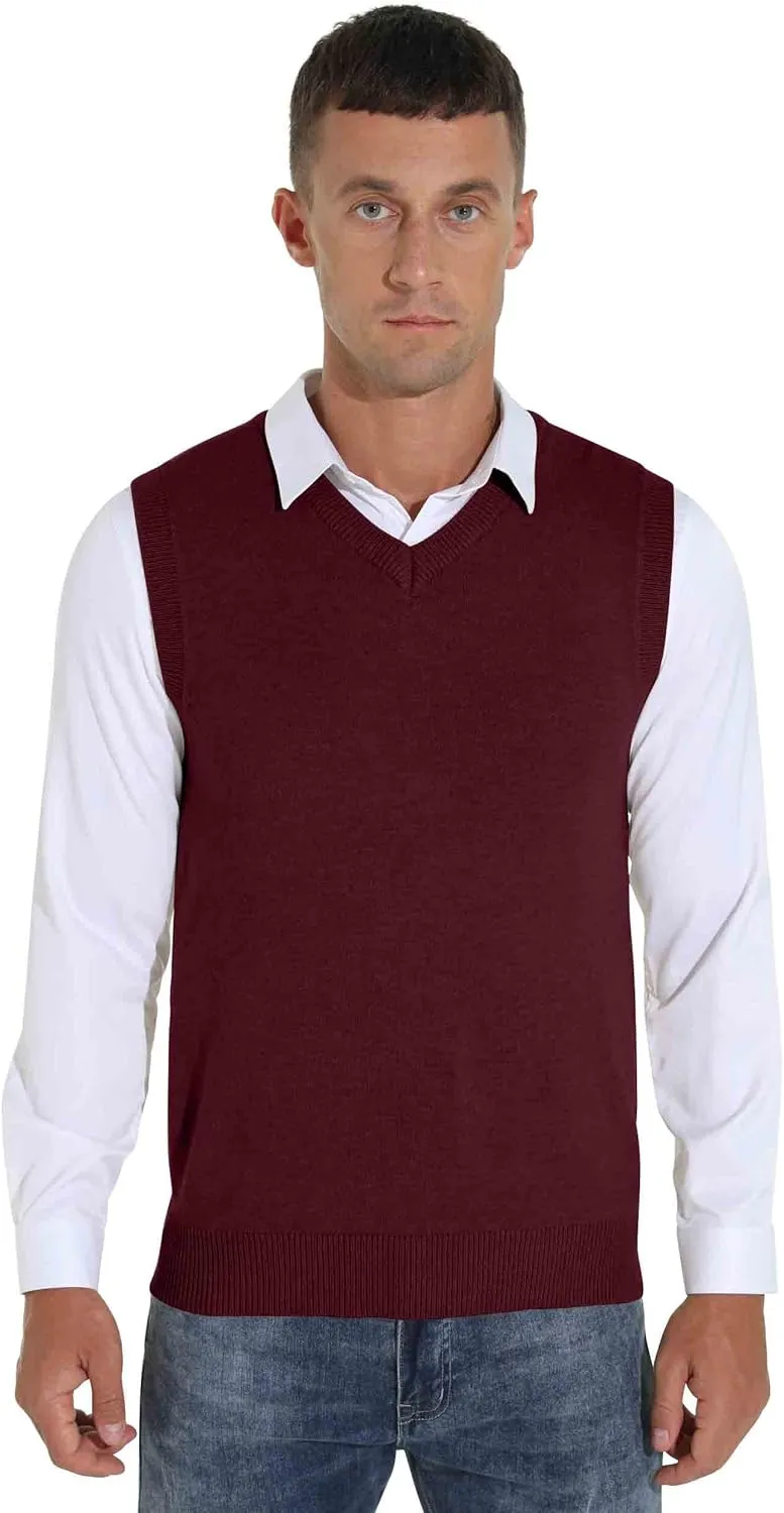 Sailwind Men's Wool Blend Knit V-Neck Sweater Vest Sleeveless Pullover
