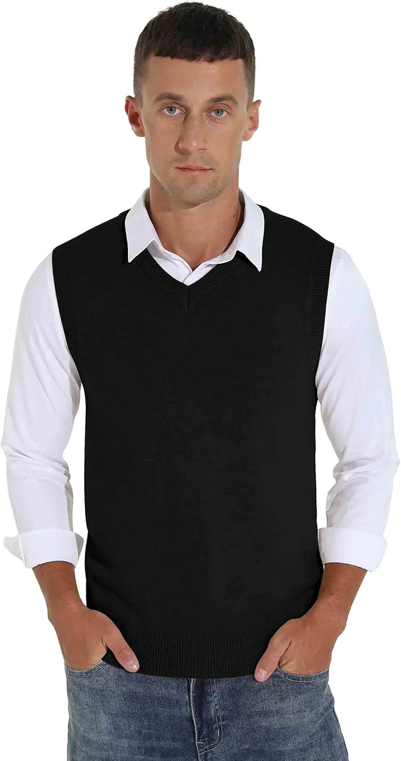 Sailwind Men's Wool Blend Knit V-Neck Sweater Vest Sleeveless Pullover