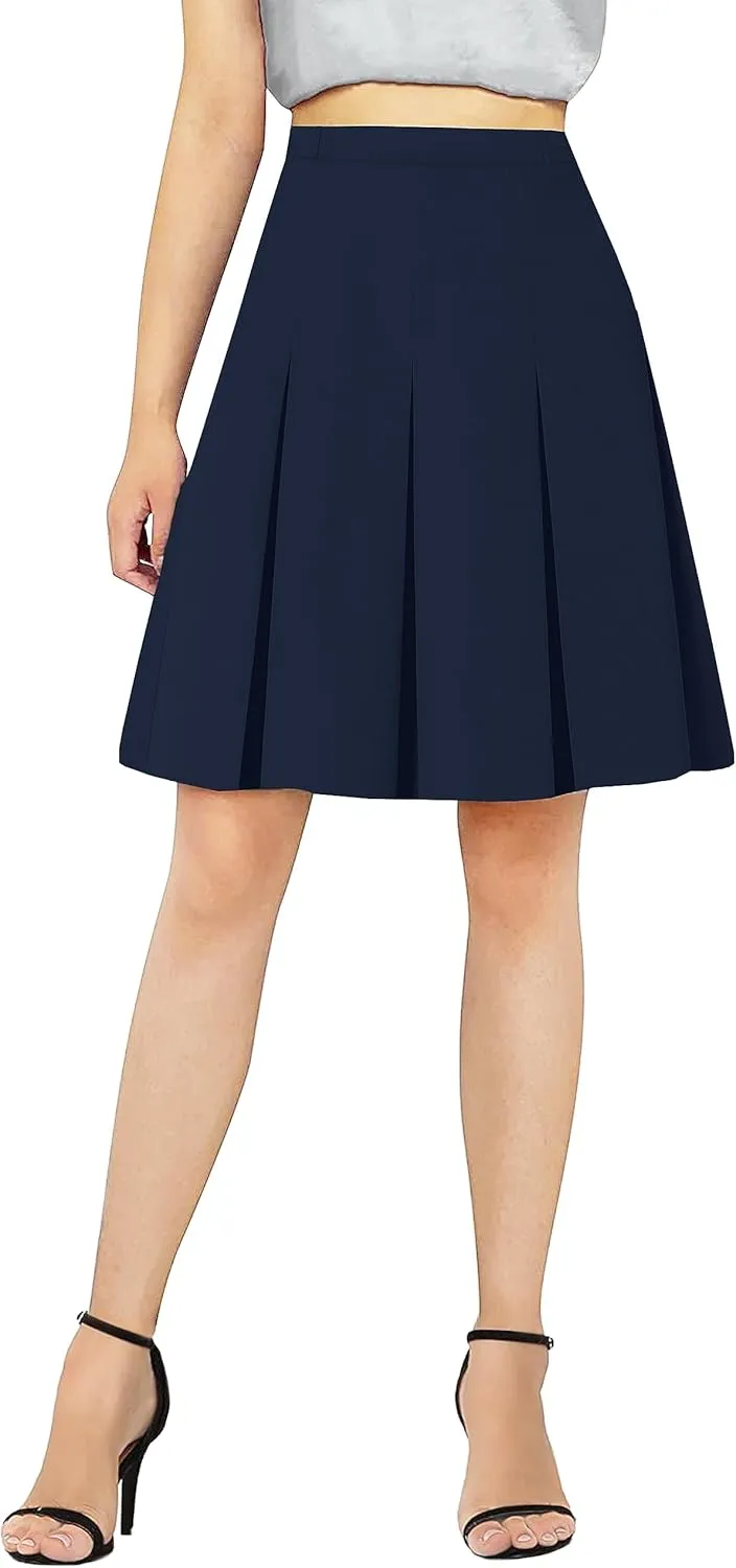 SANGTREE Girls Women's Pleated Skirt, Elastic Waist Uniform Skirt Plus Size, 2 Years - US 4XL