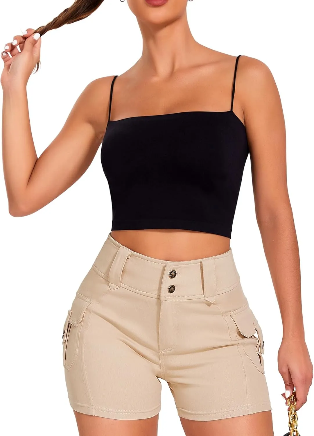 SEASUM Women Cargo Jeans Shorts High Wasited Cut Off Shorts Casual Summer tretchy Utility Mini Y2K Shorts with Pocket