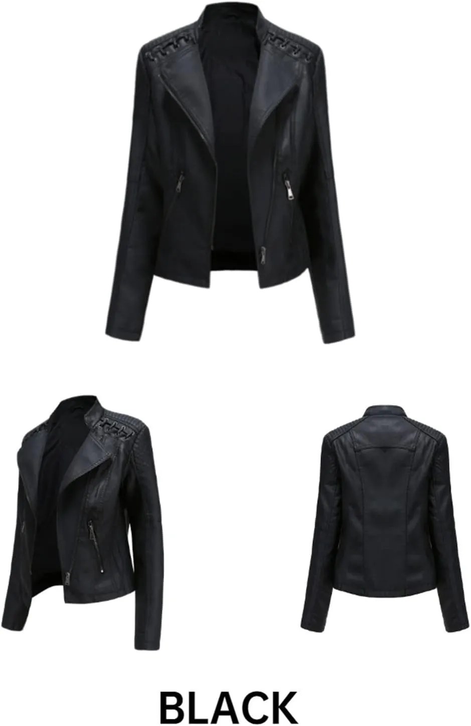 SHAOBGE Womens Long Sleeve Fleece Jacket Women Ladies Lapel Motor Jacket Coat Zip Biker Short Womens Fleece Jacket with