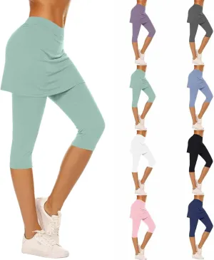 Skirted Leggings for Women 2025 Tennis Golf Skorts Plus Size Skirts Gym Athletic Capris Pickleball Yoga Outfit