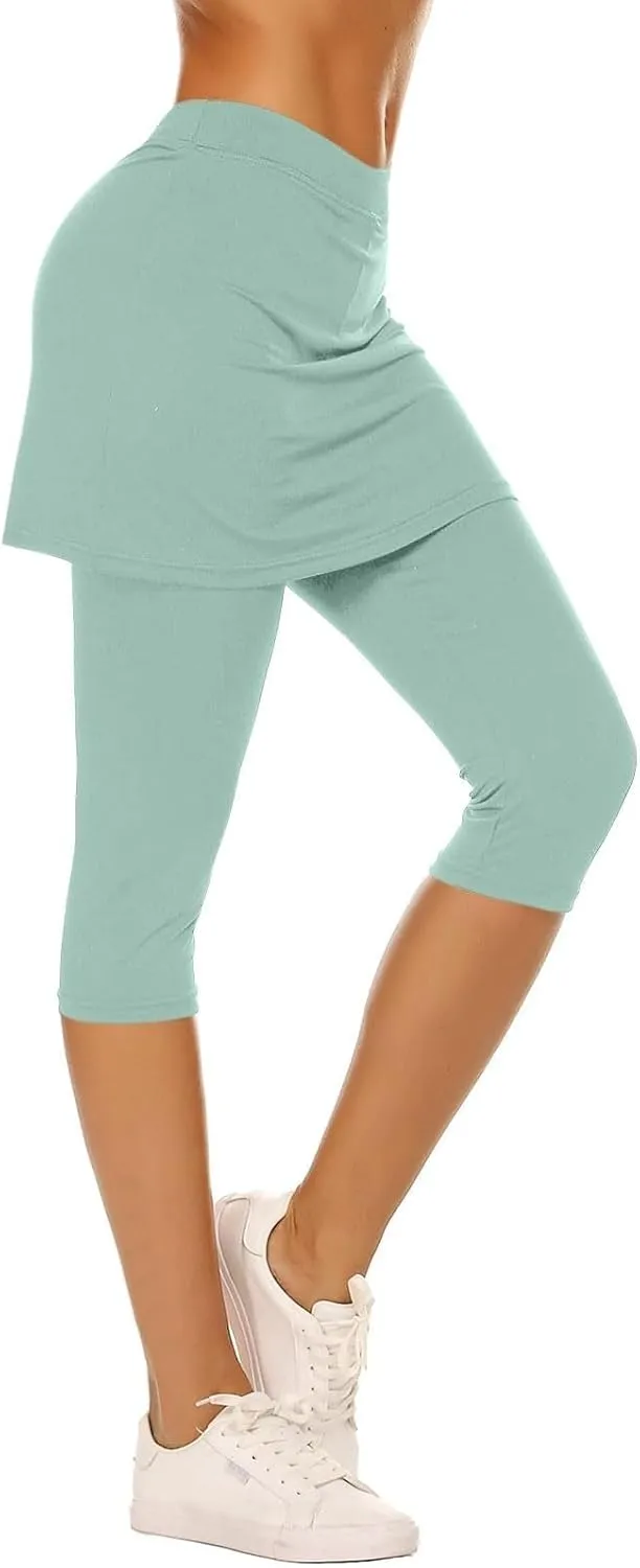 Skirted Leggings for Women 2025 Tennis Golf Skorts Plus Size Skirts Gym Athletic Capris Pickleball Yoga Outfit