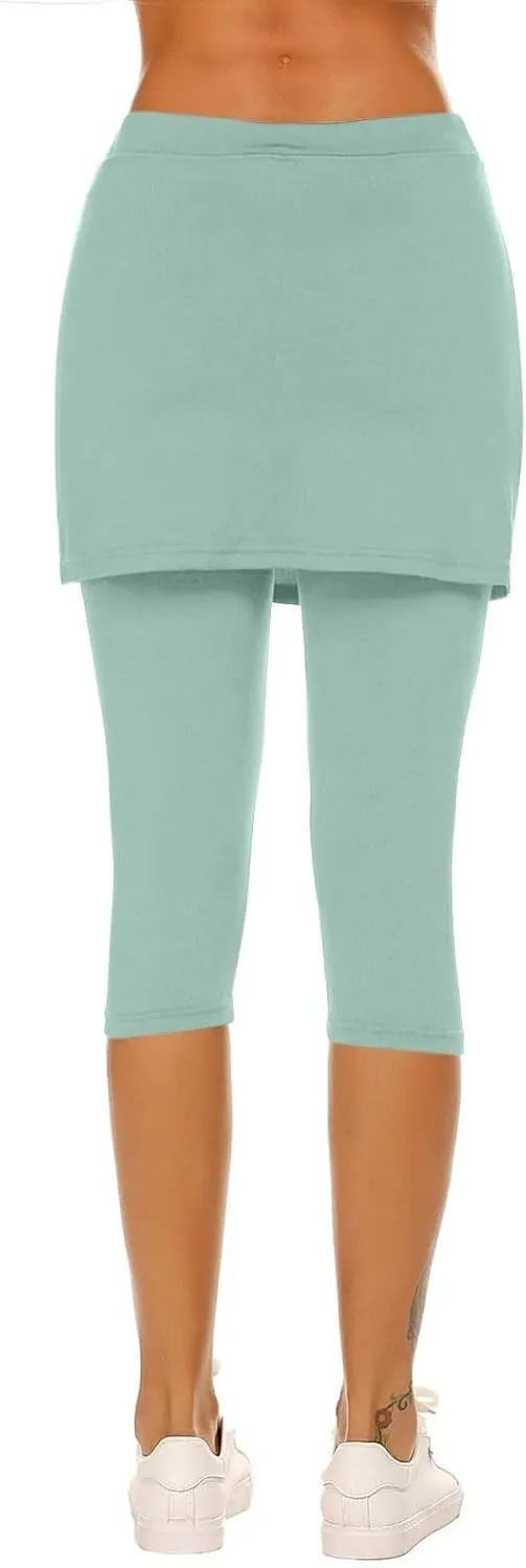Skirted Leggings for Women 2025 Tennis Golf Skorts Plus Size Skirts Gym Athletic Capris Pickleball Yoga Outfit