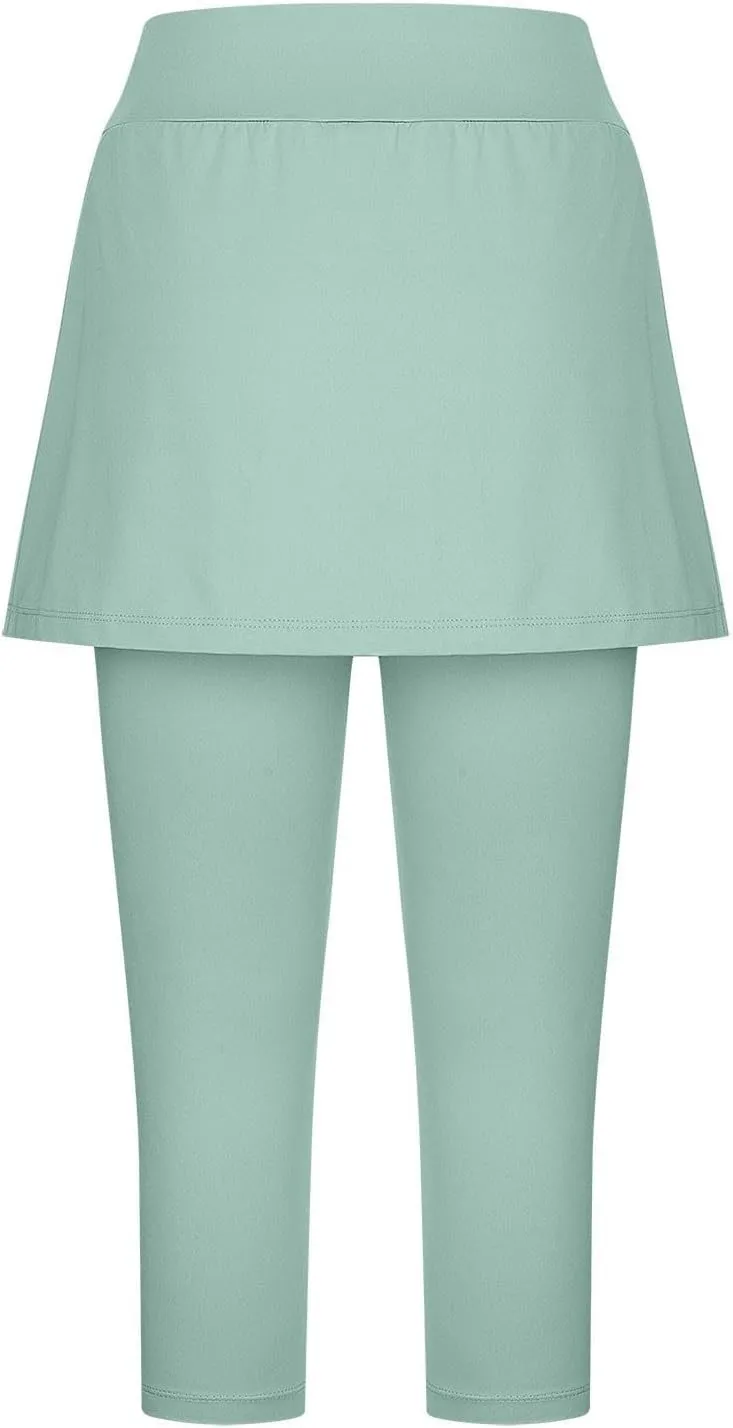 Skirted Leggings for Women 2025 Tennis Golf Skorts Plus Size Skirts Gym Athletic Capris Pickleball Yoga Outfit
