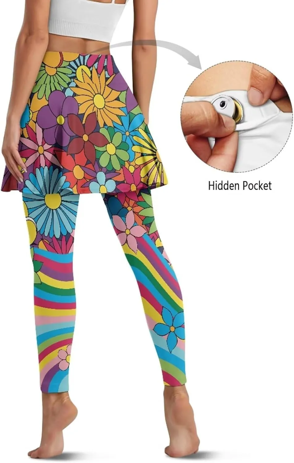 Skirted Leggings for Women with Pockets Tummy Control High Waist Workout Yoga Pants