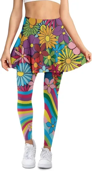 Skirted Leggings for Women with Pockets Tummy Control High Waist Workout Yoga Pants