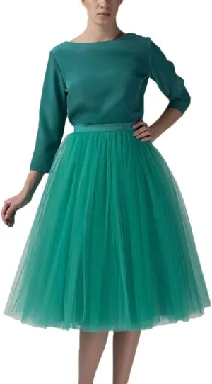 Skirts for Women 2025 Trendy Solid Mesh Skirt Knee Length Pleated Skirt Prom Party Performance Midi Skirt Fairy Skirt