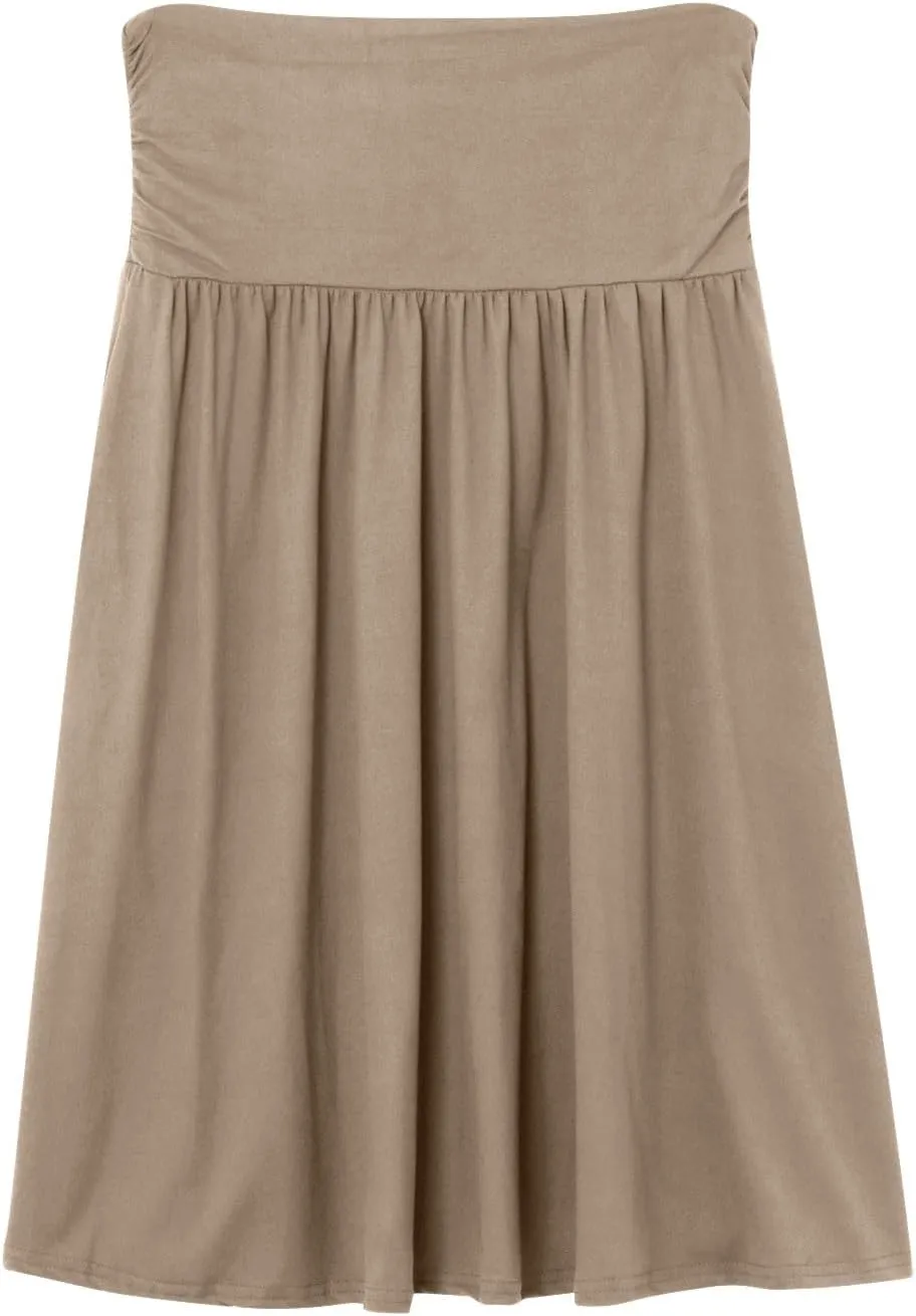 Skirts for Women Summer Plus Size Pleated School Skirt High Waist Ruched Below The Knee Length Workout Skirts with Pockets