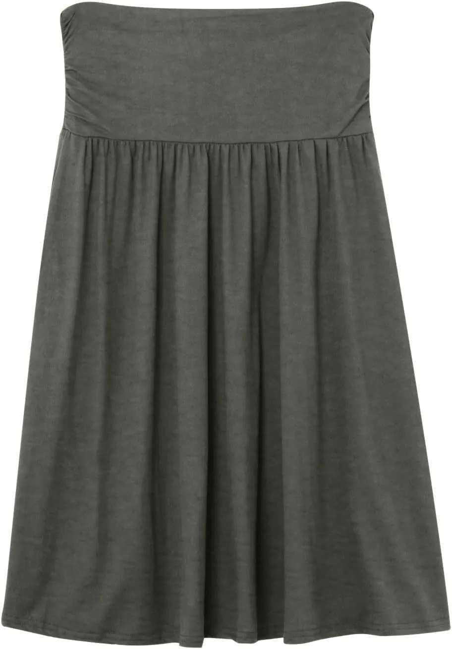 Skirts for Women Summer Plus Size Pleated School Skirt High Waist Ruched Below The Knee Length Workout Skirts with Pockets