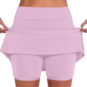 Skorts for Women Mid Rise Two Tone Casual Skorts with Pockets Moisture Wicking Athletic Skirt for Workout Outdoor