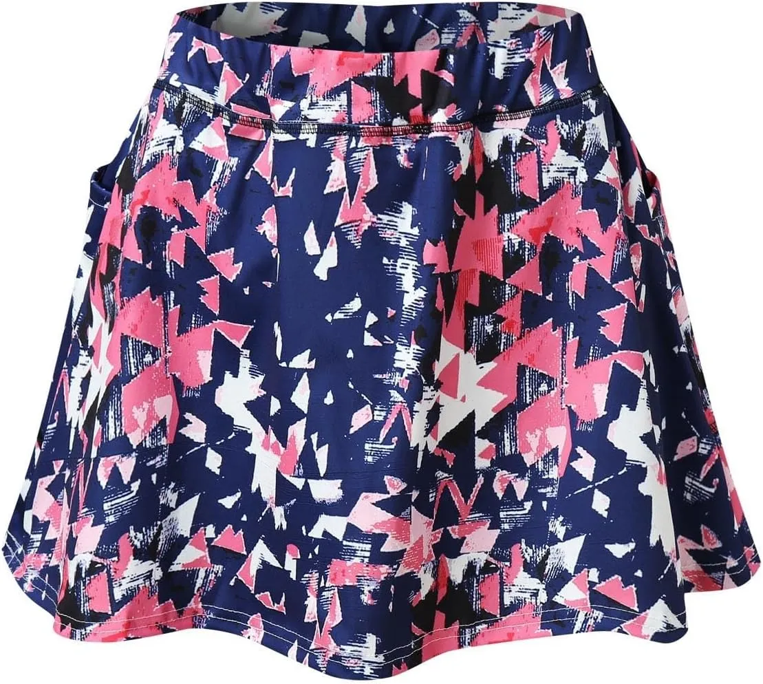 Sports Inner Elastic Tennis Skirts with Pockets Women Shorts Skorts Skirt Mesh Skirt (Blue, XL)