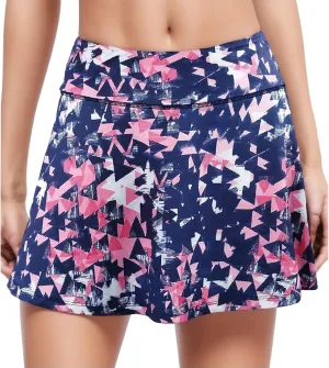 Sports Inner Elastic Tennis Skirts with Pockets Women Shorts Skorts Skirt Mesh Skirt (Blue, XL)