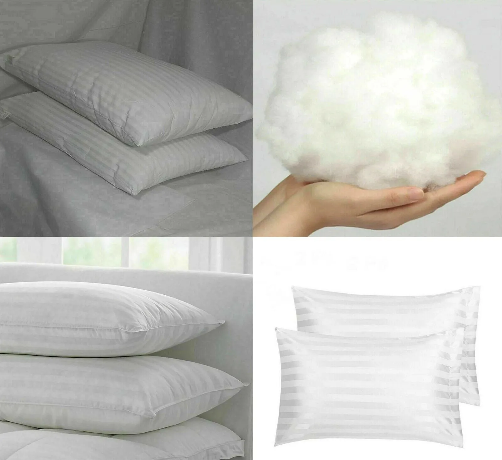 Stripe Pillow Hotel Quality Pair Egyptian Soft Hollowfiber Filling