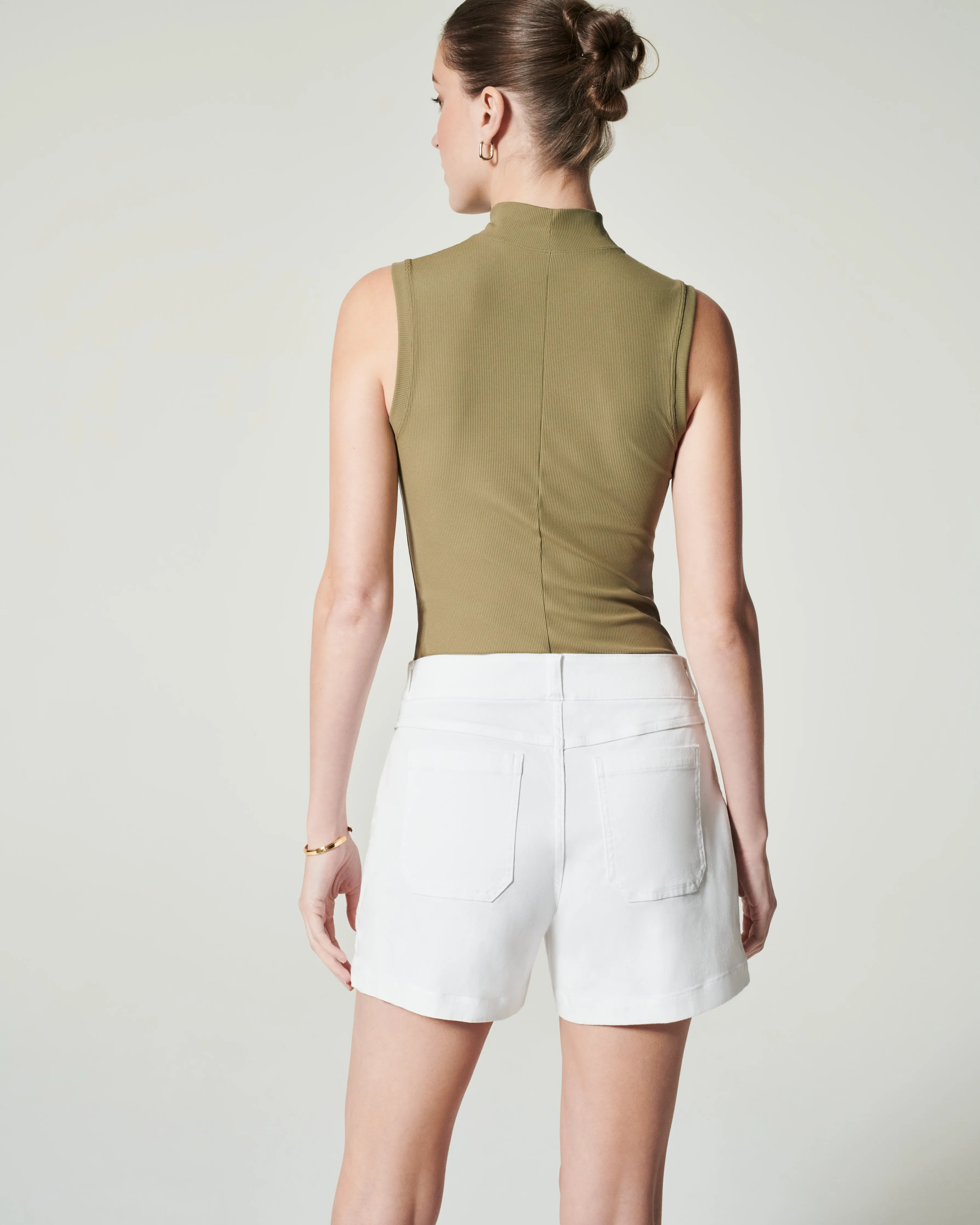 Suit Yourself Ribbed Mock Neck Sleeveless Bodysuit
